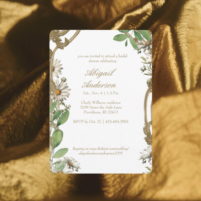 Vintage Frame Daisies Personalised Bridal Shower Invitation (Creator Uploaded)