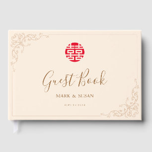 Vintage Frame Double happiness Wedding Guest Book