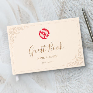 Vintage Frame Double happiness Wedding Guest Book