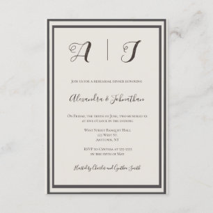 Vintage frame elegant rehearsal dinner invitations