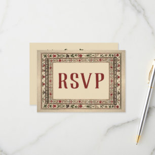 Vintage Frame Ethnic Motif Wedding RSVP Card
