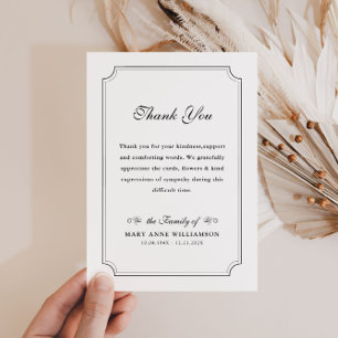 vintage frame funeral thank you note