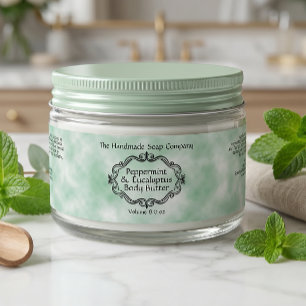 Vintage Frame Green Parchment Cosmetics Jar Label