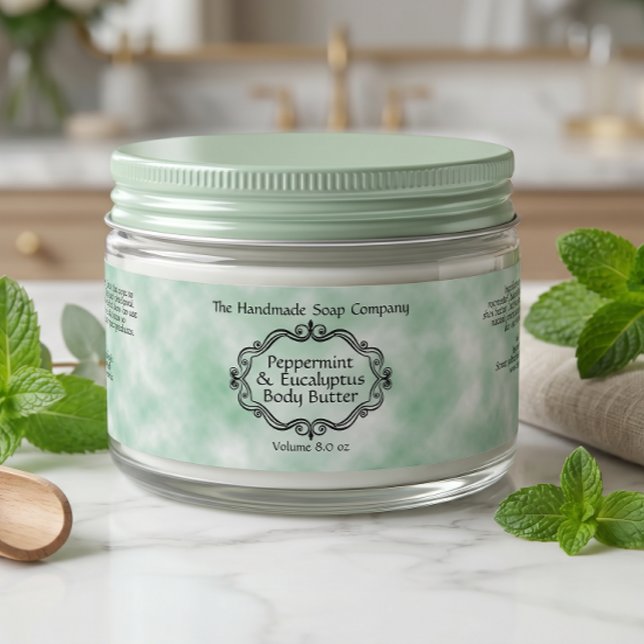Vintage Frame Green Parchment Cosmetics Jar Label (Creator Uploaded)