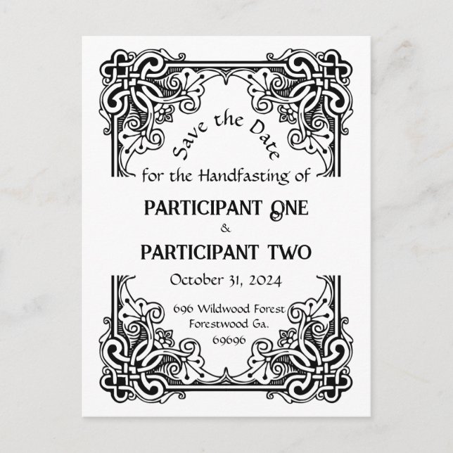 Vintage Frame Handfasting Flat Save The Date Card (Front)