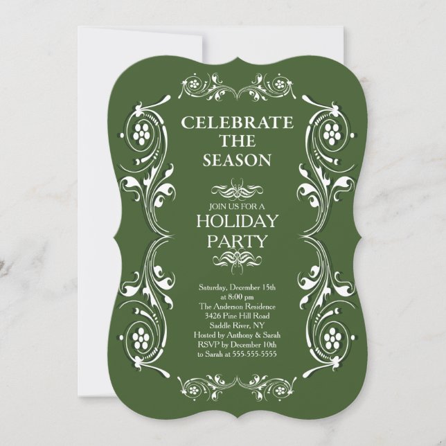 Vintage Frame Holiday Party Invitation (Front)