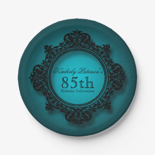 Vintage Frame in Blue - 85th Birthday Paper Plates