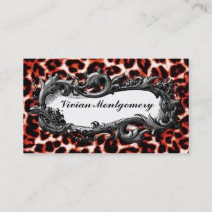 Vintage Frame Leopard Professional Business Card