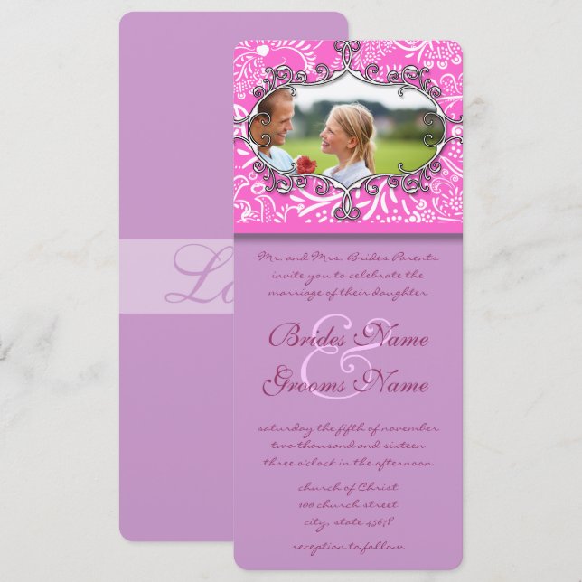 Vintage Frame Love Birds  Wedding Invitation (Front/Back)