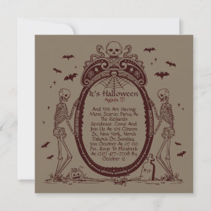Vintage Frame Old Paper Texture Halloween Party Invitation