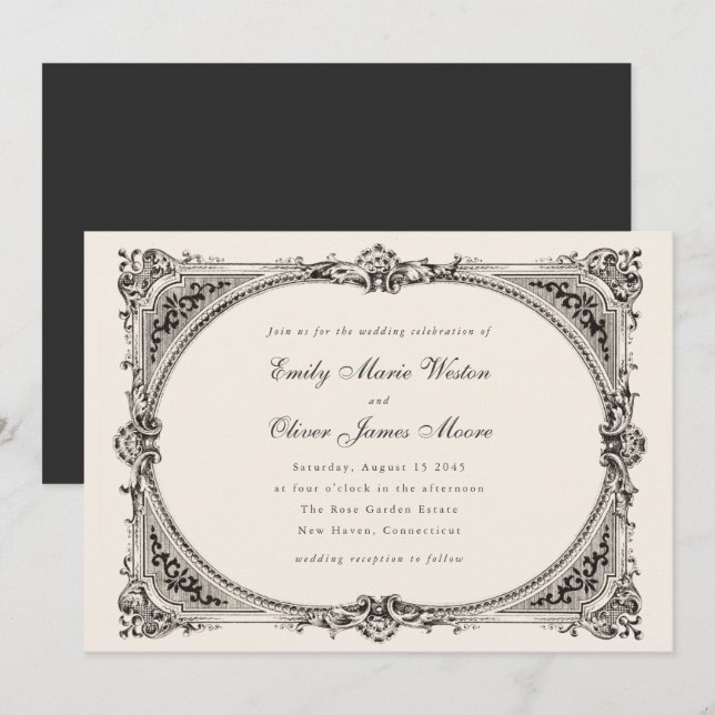 Vintage Frame Opulent Elegant Formal Wedding Invitation (Front/Back)