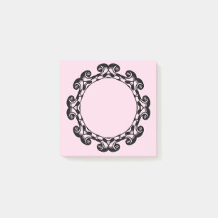 Vintage Frame Pink and Black Post It Note Pad