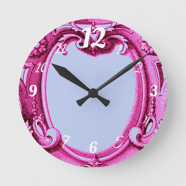 Vintage Frame Pink and Blue Wall Clock (Front)