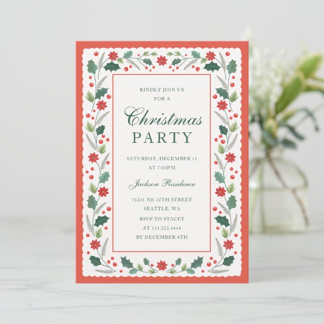 Vintage Frame Red Holiday Card (Standing Front)