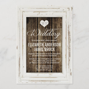 Vintage Frame Rustic Wood Wedding Invitation