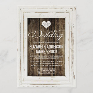 Vintage Frame Rustic Wood Wedding Invitation