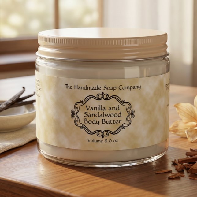 Vintage Frame Tan Parchment Cosmetics Jar Label (Creator Uploaded)