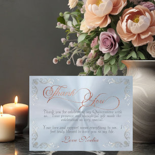 Vintage Frame & Tiara Pastel Blue Quinceanera Thank You Card