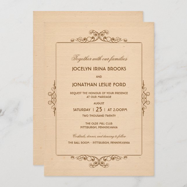 Vintage Frame Wedding Invitation (Front/Back)