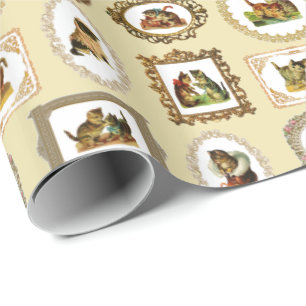 Vintage Framed Cats Wrapping Paper