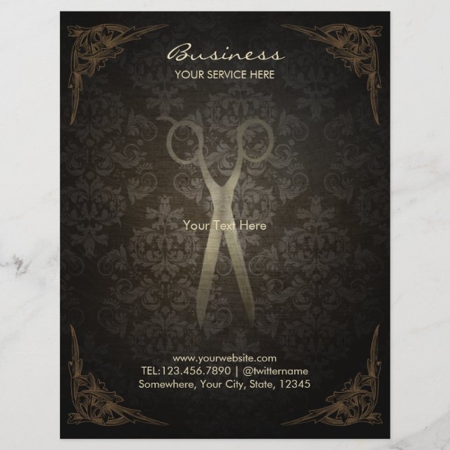 Vintage Framed Damask Hair Salon Brochures (Front)