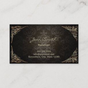 Vintage Framed Dark Damask Beautician Business Card