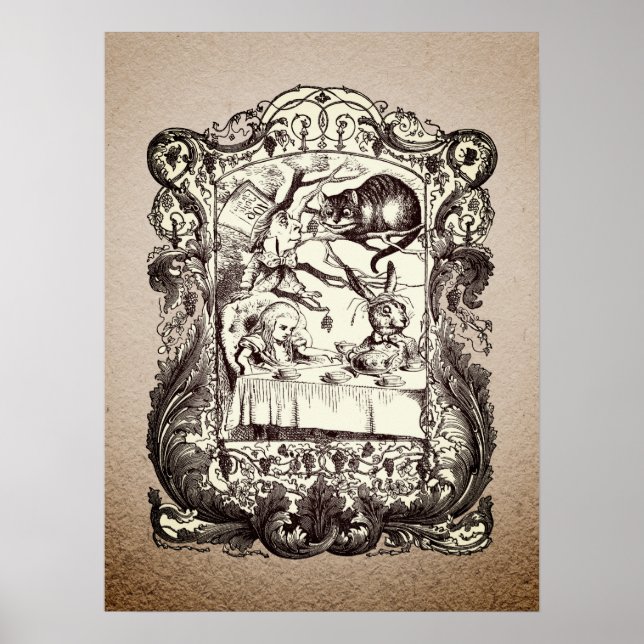 Vintage Framed Wonderland Characters Poster (Front)