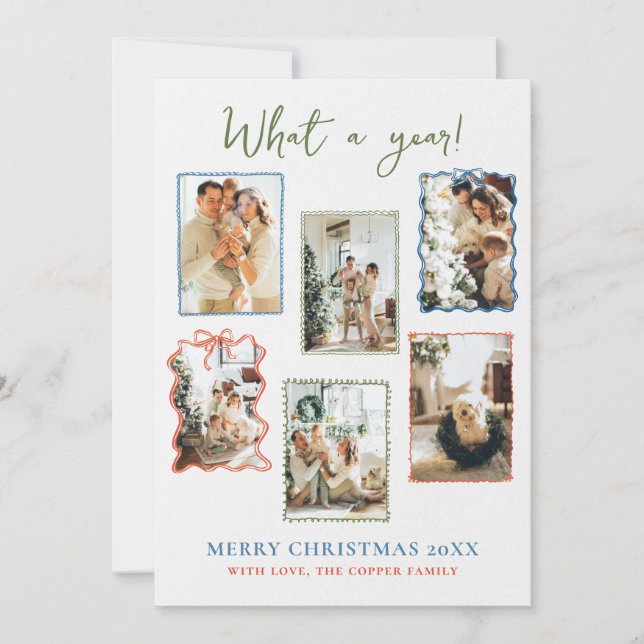 Vintage Frames Family Photo Collage Christmas Card (Front)