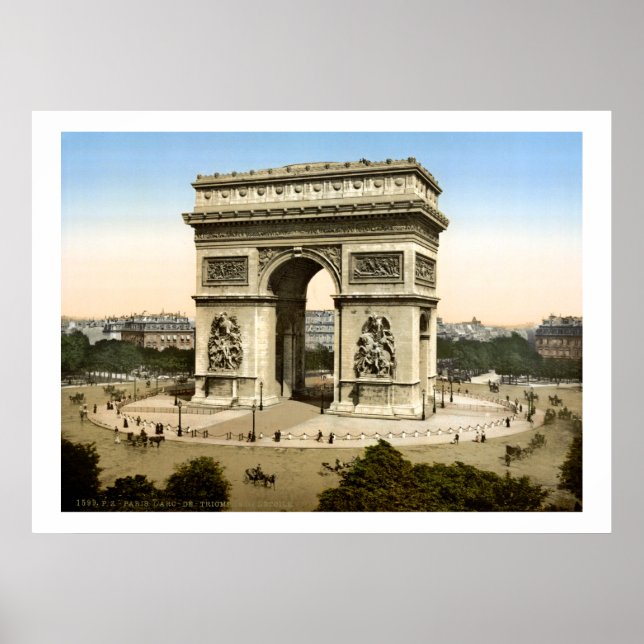 Vintage France, Arc de Triomphe monument Paris Poster (Front)