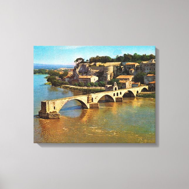 Vintage France, Avignon, broken bridge Canvas Print (Front)