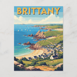 Vintage France Brittany Beach Postcard