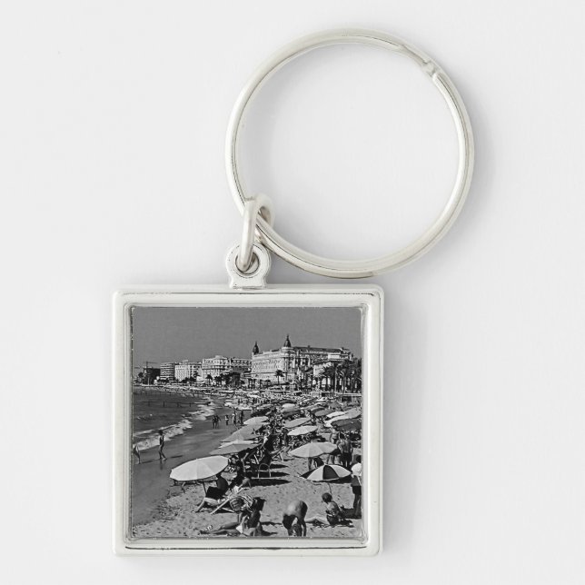 Vintage France Cannes the beach Key Ring (Front)