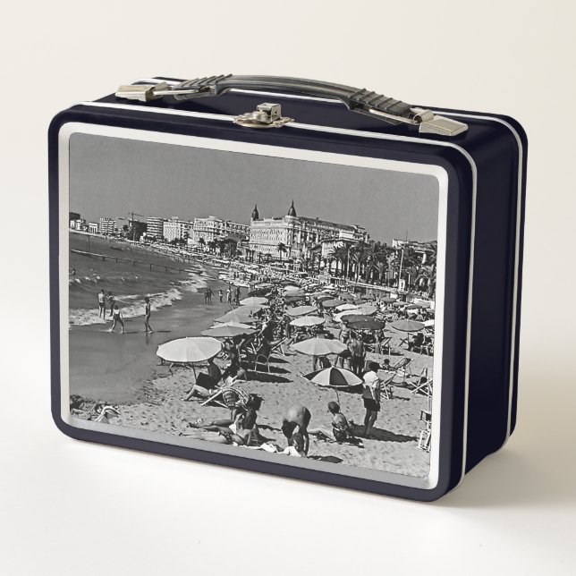 Vintage France Cannes the beach Metal Lunch Box (Front)