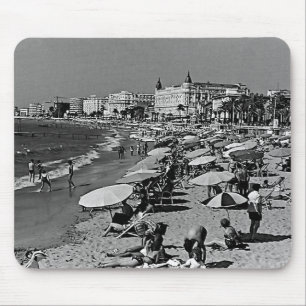 Vintage France Cannes the beach Mouse Mat
