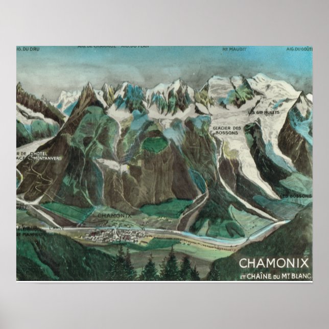 Vintage France, Chamonix Mont Blanc Poster (Front)