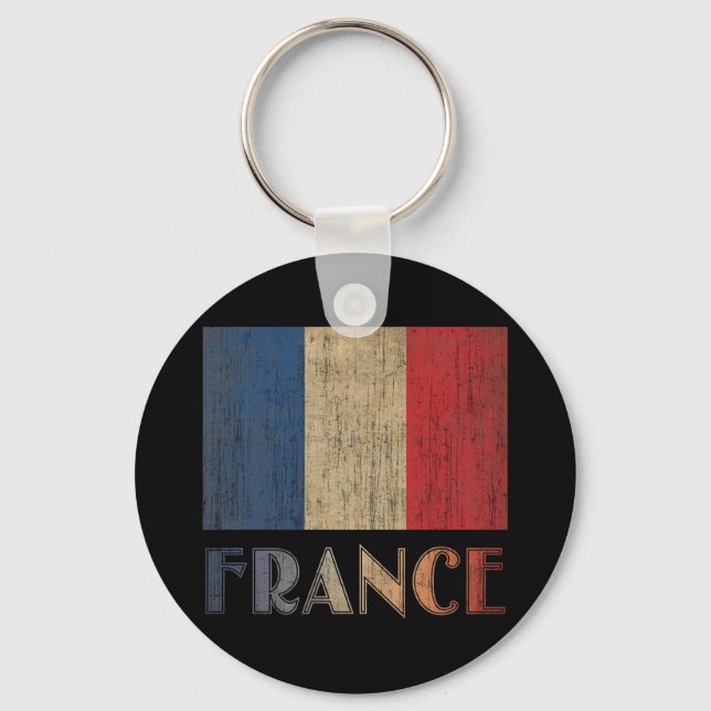 Vintage France Flag Key Ring (Front)