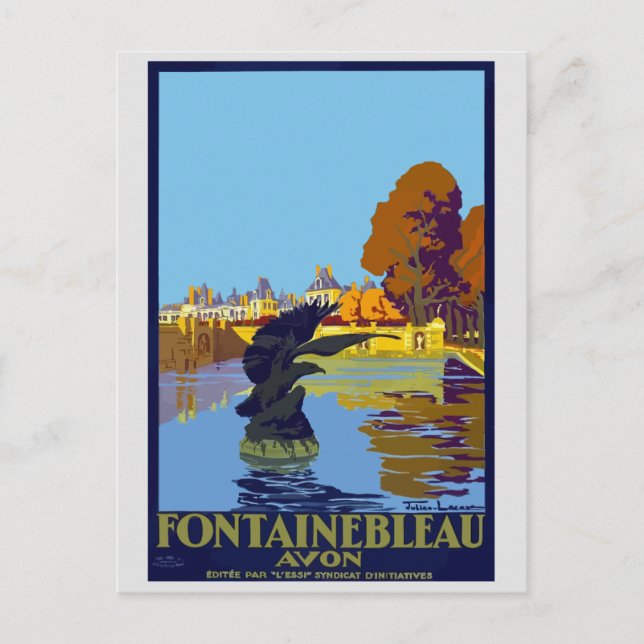 Vintage France Fontainebleau Palace Travel Postcard (Front)