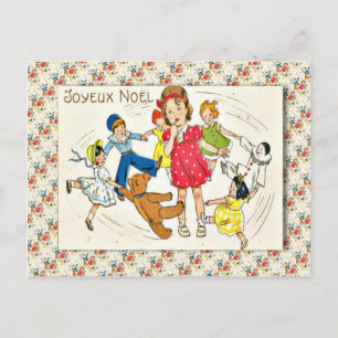 Vintage France, Girl with dancing toys Postcard