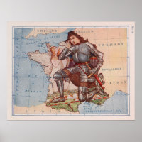 Vintage France Joan of Arc Illustrative Map (1912)