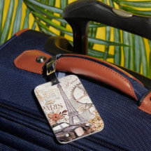 Vintage France Luggage Tag