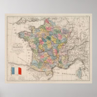 Vintage France Map (1842)