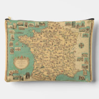 Vintage France Map Cosmetic Bag