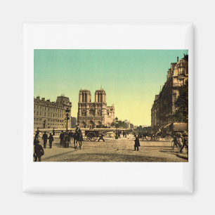 Vintage France, Notre Dame Cathedral, Paris Magnet