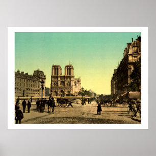 Vintage France, Notre Dame Cathedral, Paris Poster