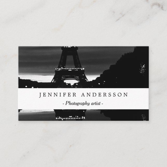Vintage France Paris Eiffel tower reflection Business Card (Front)