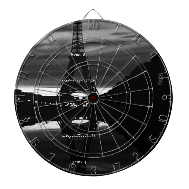 Vintage France Paris Eiffel tower reflection Dartboard (Front)