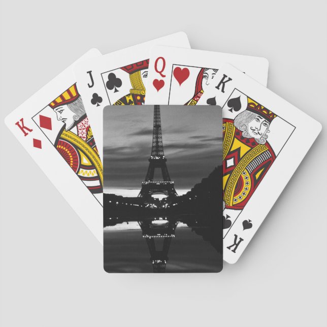 Vintage France Paris Eiffel tower reflection Playing Cards (Back)