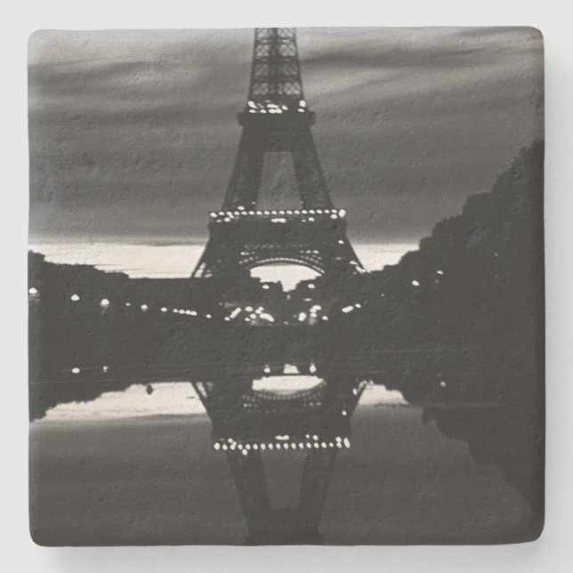 Vintage France Paris Eiffel tower reflection Stone Coaster (Front)