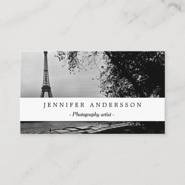 Vintage France Paris Eiffel tower sunset Business Card (Front)