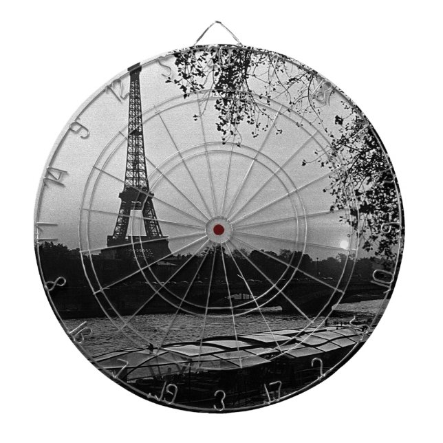 Vintage France Paris Eiffel tower sunset Dartboard (Front)